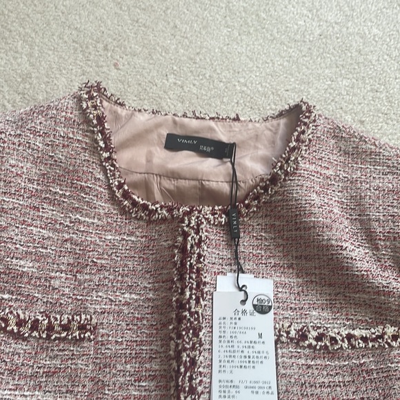 Vimly red tweed gold glitter trim jacket - Picture 6 of 7